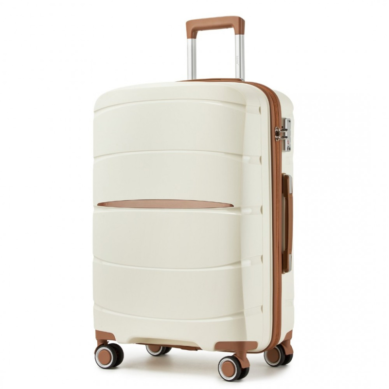 Kono KSK2591 Kufr spinner 66.5cm Krémová Polypropylen