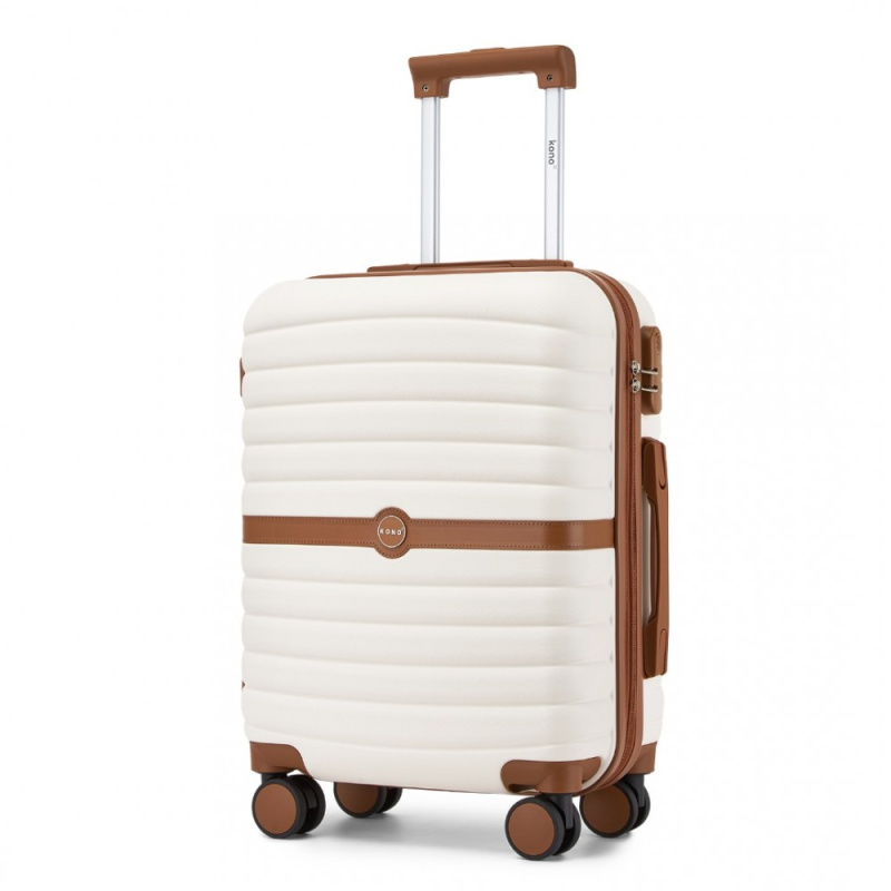 Kono 2592 Kufr spinner 55cm Krémová ABS/Polykarbonát