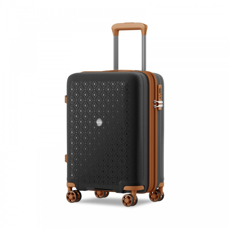 Kono 2594 Kufr spinner 53.5cm Černá/Hnědá Polypropylen Rozšiřitelný