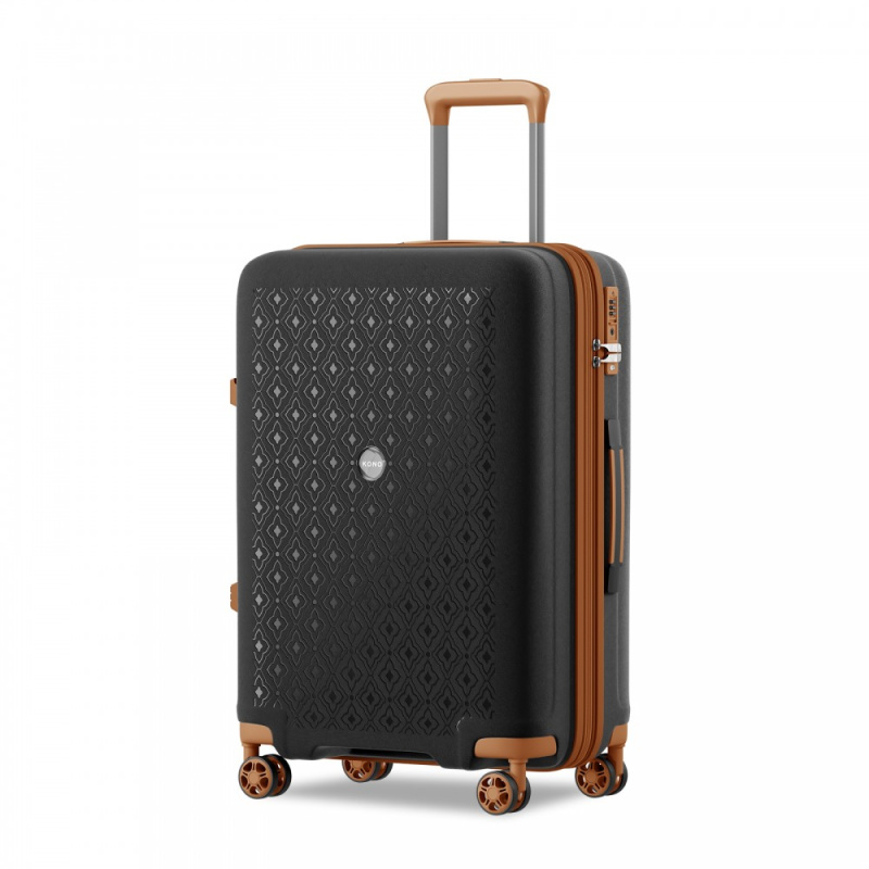 Kono 2594 Kufr spinner 65cm Černá/Hnědá Polypropylen Rozšiřitelný