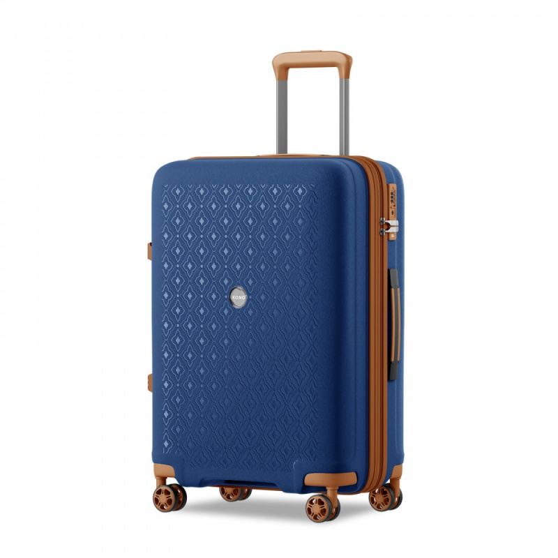 Kono 2594 Kufr spinner 65cm Modrá/Hnědá Polypropylen Rozšiřitelný