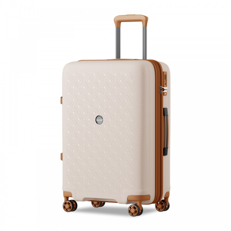 Kono 2594 Kufr spinner 65cm Béžová/Hnědá Polypropylen Rozšiřitelný