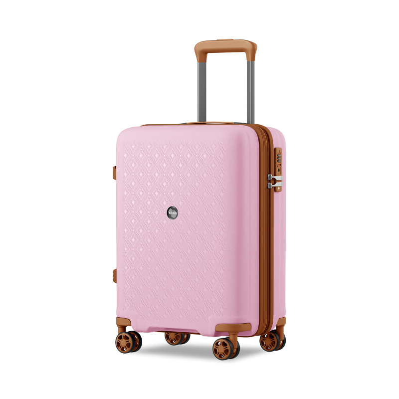 Kono 2594 Kufr spinner 53.5cm Růžová/Hnědá Polypropylen Rozšiřitelný