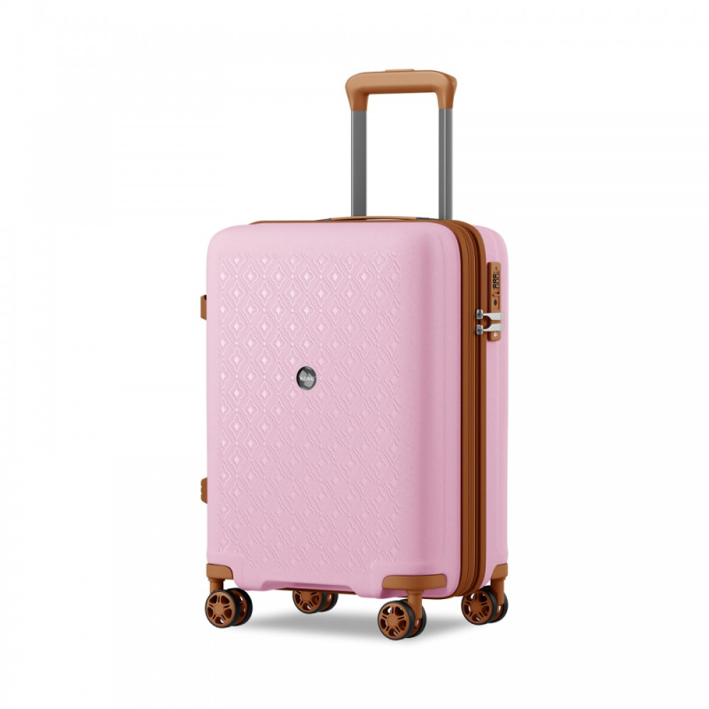 Kono 2594 Kufr spinner 53.5cm Růžová/Hnědá Polypropylen Rozšiřitelný