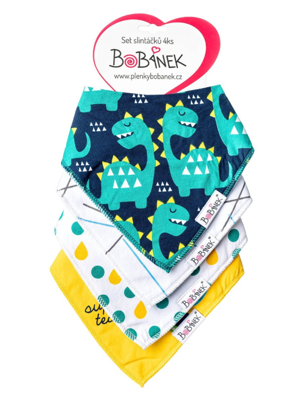 Bobánek - Set slintáčků 4 ks - Dinosauři