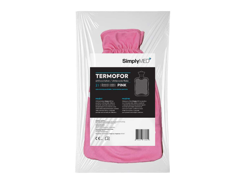 SimplyMed Termofor s fleesovým obalem 2 l Pink