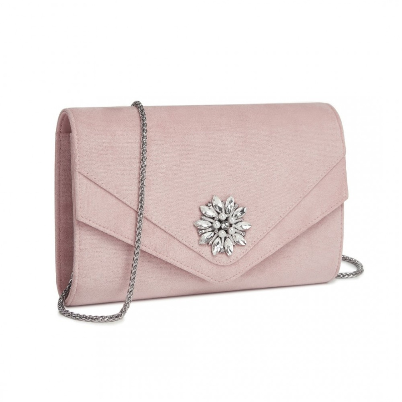 Dámská elegantní kabelka s křišťálem Miss Lulu - růžová