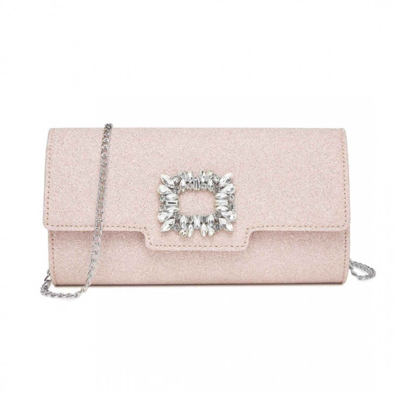 Třpytivá večerní kabelka Miss Lulu - růžová