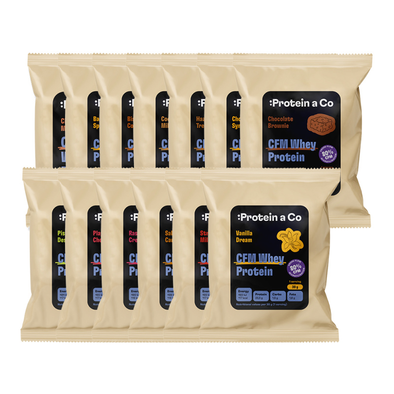 Protein&Co CFM WHEY 80 - balení 13 proteinových vzorků