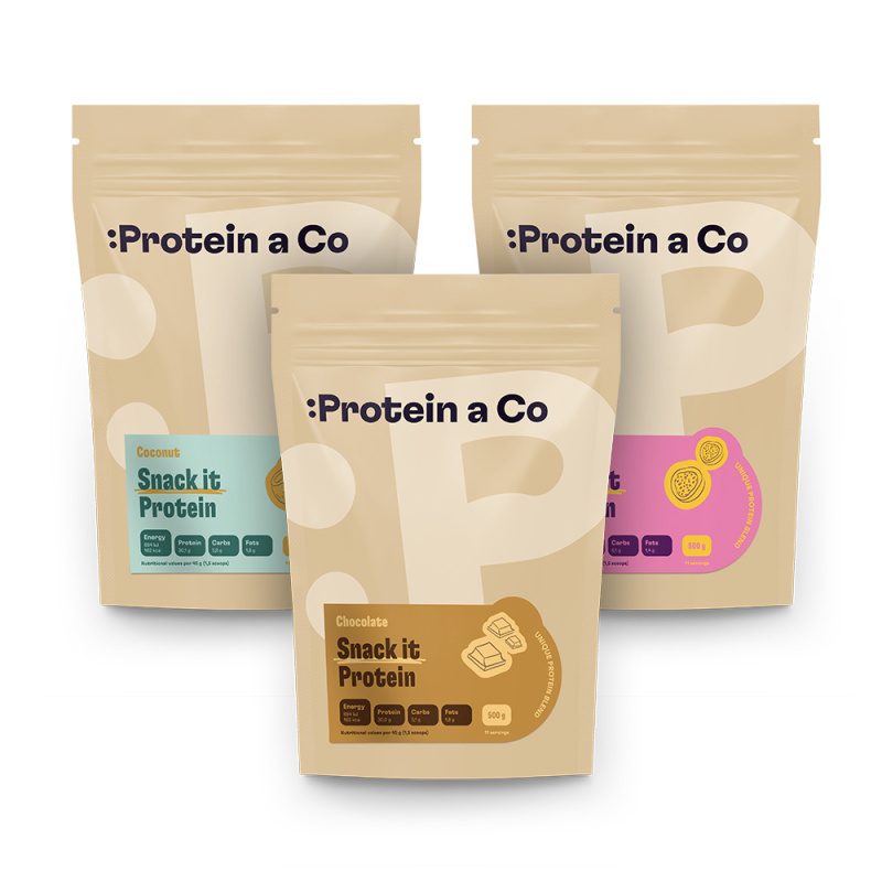 Protein a Co SNACK IT Protein 2+1, 500 g Kokos, Čokoláda, Fruit