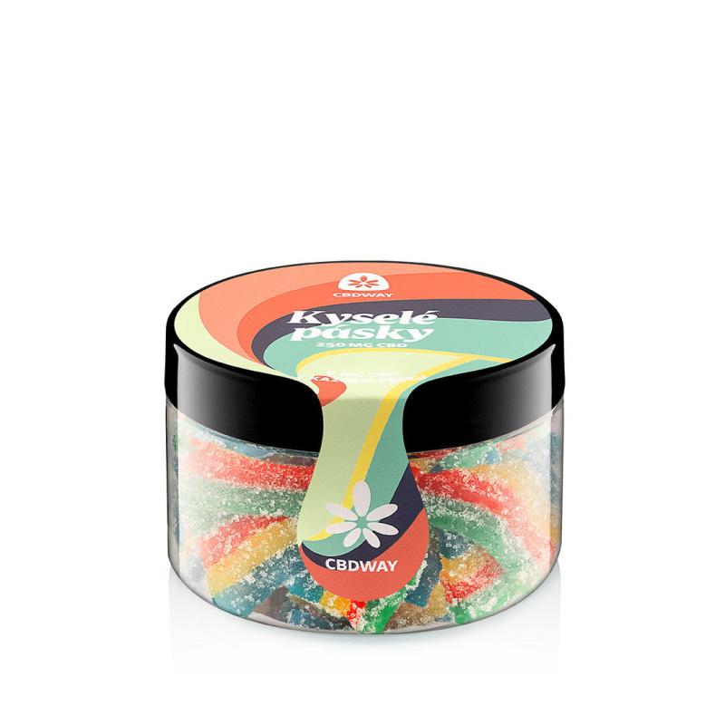 CBD Kyselé pásky obsah cbd 250 mg hmotnost 100 g