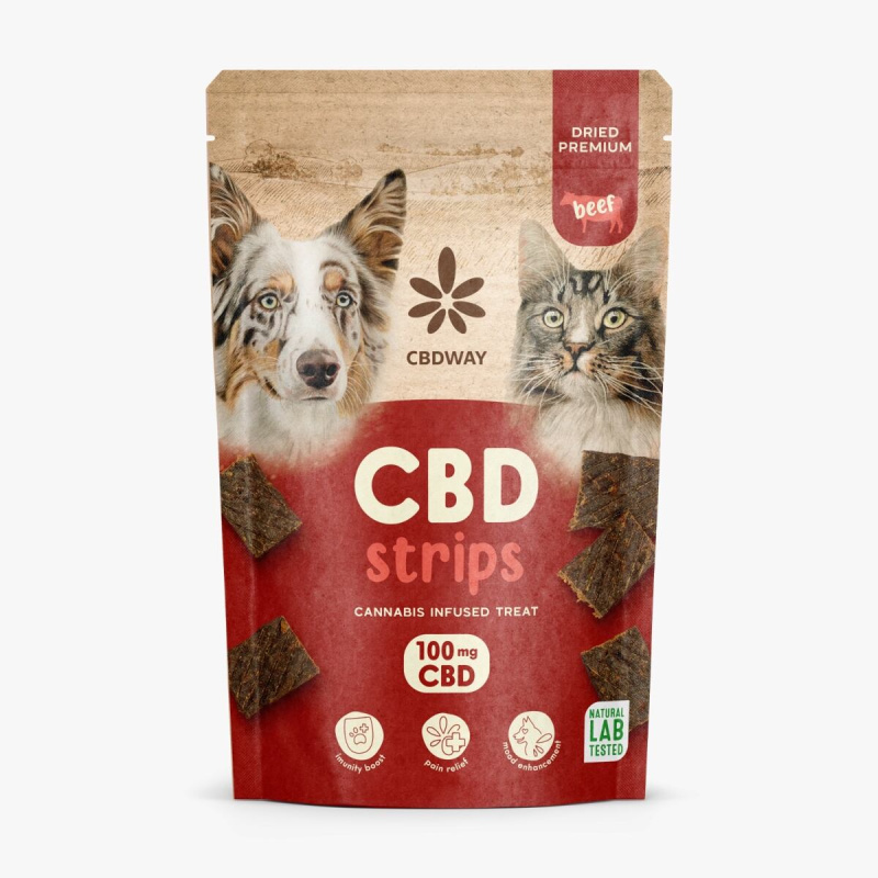 CBD Psí pamlsky - hovězí stripsy obsah cbd 100 mg