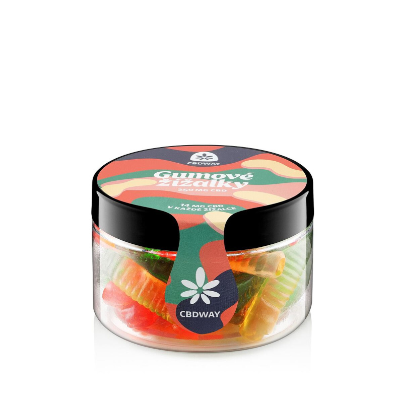 CBD Gumové žížalky obsah cbd 250 mg hmotnost 100 g