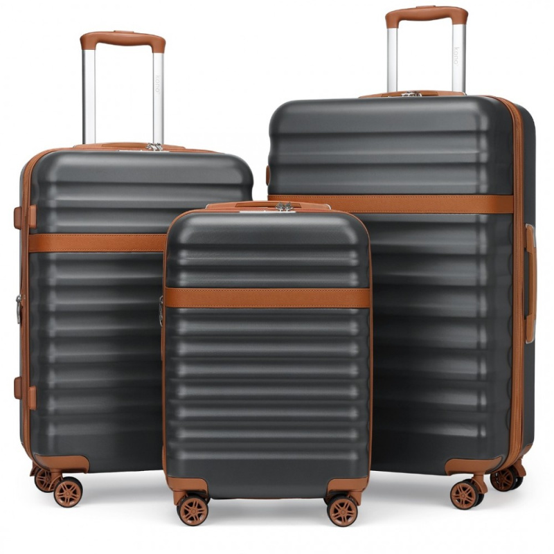 Kono 2484 Sada kufrů 3ks spinner 55/65/75cm Šedý ABS/Polykarbonát