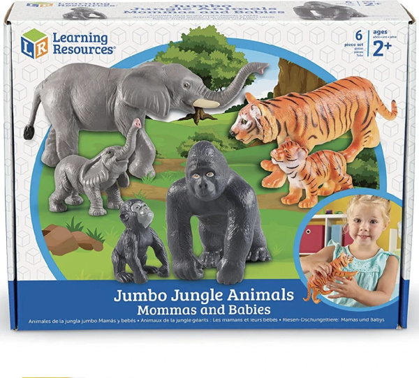 Learning Resources - Jumbo – Zvířátka maminky a mláďata z džungle Learning Resources