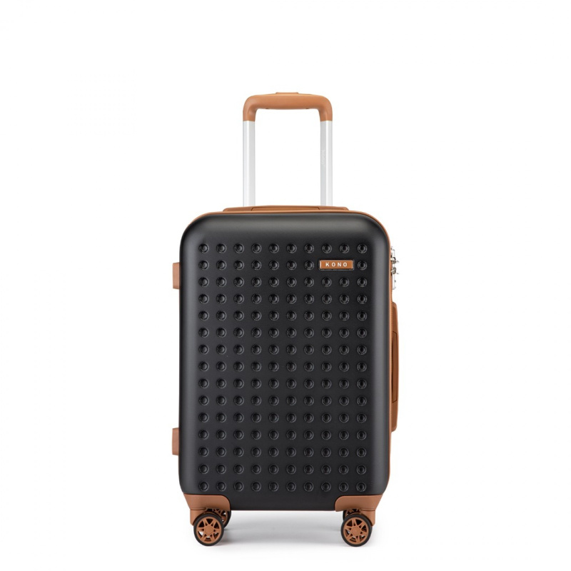 Moderní kabinový ABS+PC kufr Kono - černo-hnědý - 32L