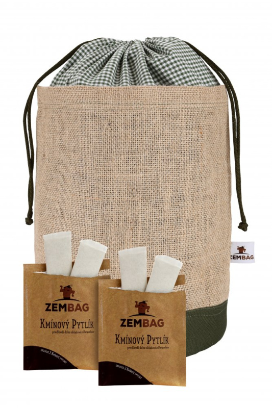 Zembag Olivově zelený na 10 kg brambor + 4 kmínové pytlíky