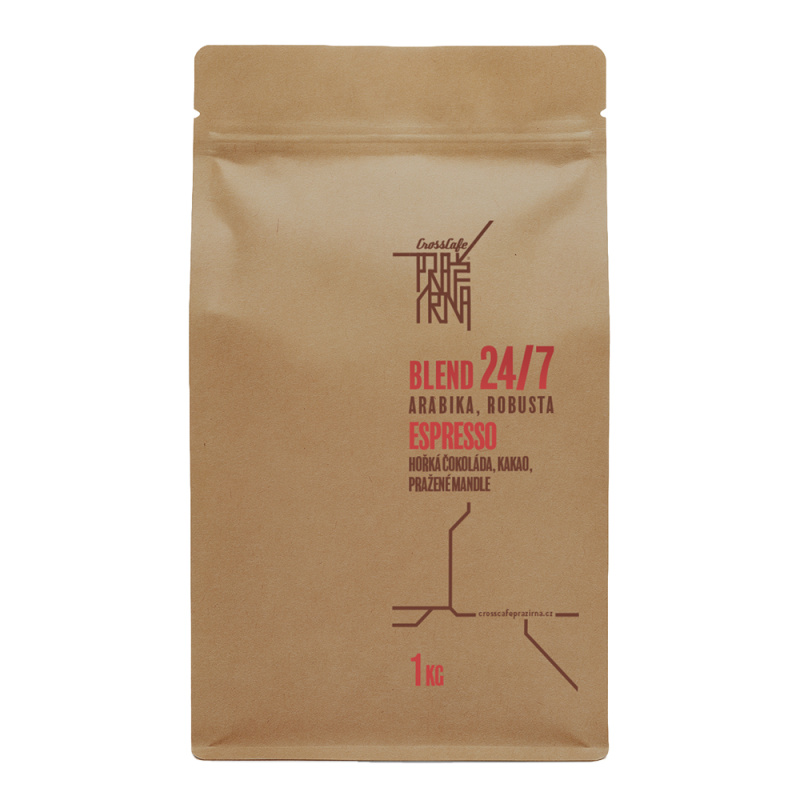 CrossCafe Pražírna Blend 70% Arabica 30% Robusta zrnková káva 1 kg