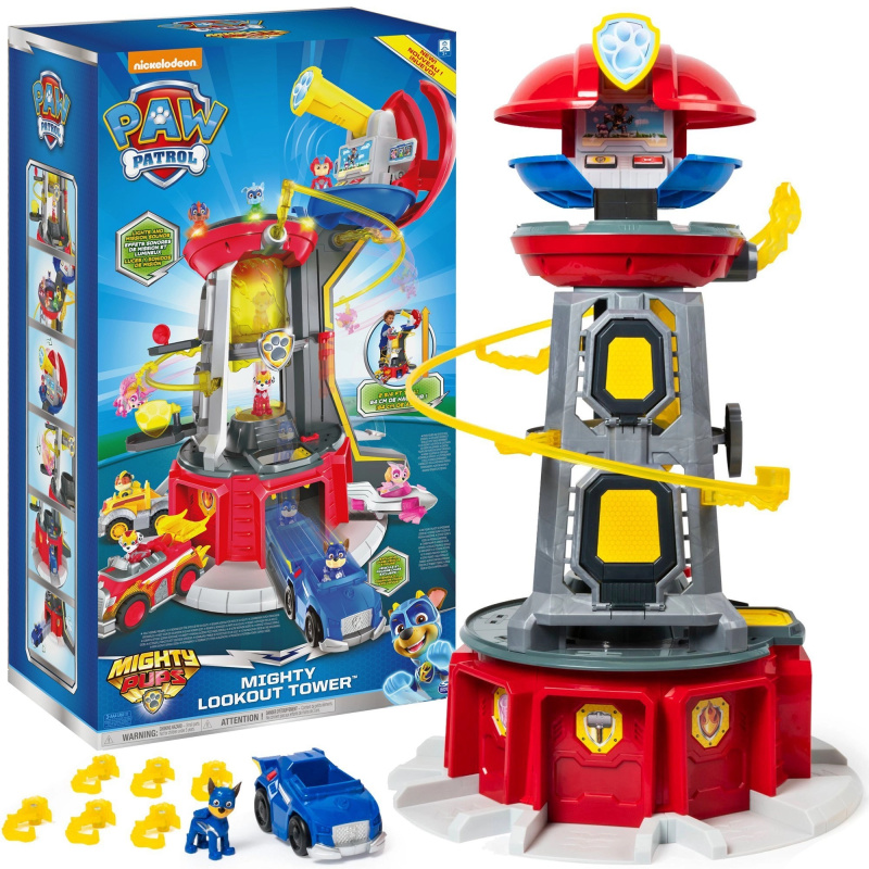 Paw Patrol Mighty Pups velká hlídková věž s vozidlem a figurkou Chase