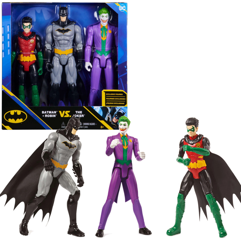 Sada akčních figurek DC Comics 3v1 – BATMAN, ROBIN a JOKER 30 cm
