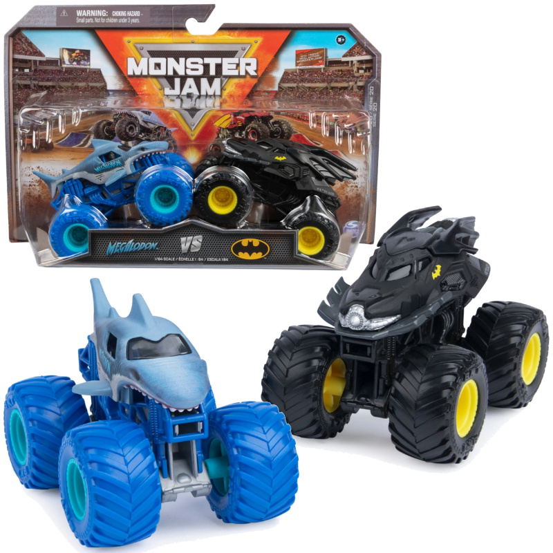 Monster Jam sada 2 monster trucků 1:64 Megalodon vs Batman