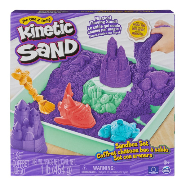 Spin Master Kinetic sand Fialový 450g tekutý písek s podložkou a nástroji