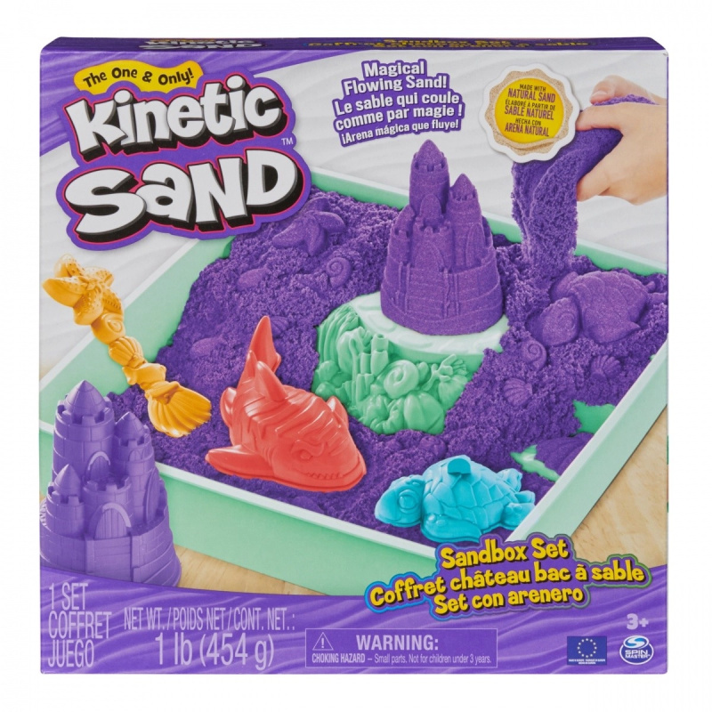 Spin Master Kinetic sand Fialový 450g tekutý písek s podložkou a nástroji