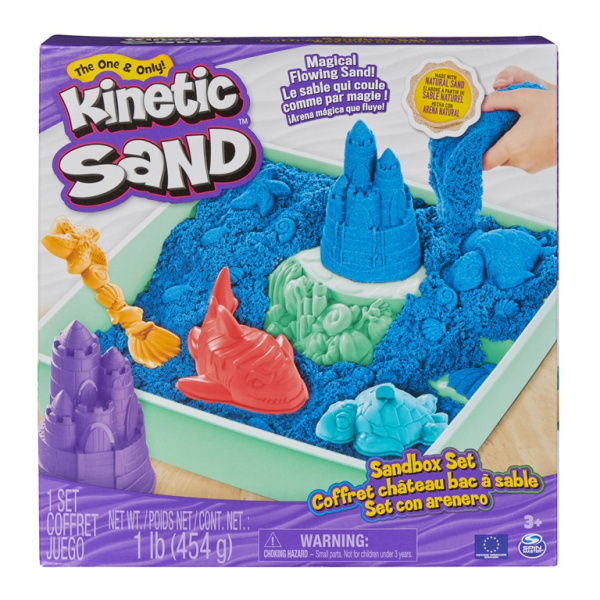 Spin Master Kinetic Sand Krabice tekutého písku s podložkou, modrá