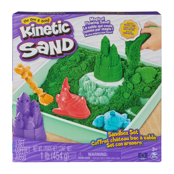 Spin Master Kinetic Sand Krabice tekutého písku s podložkou, zelená