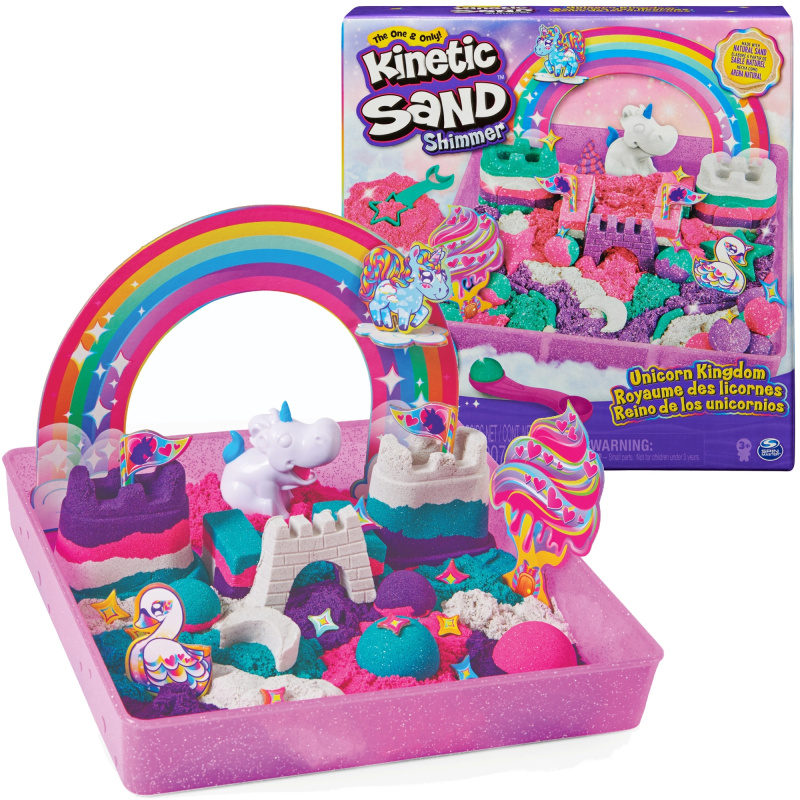 Kinetický písek Unicorn Kingdom 907 g se třpytkami a doplňky