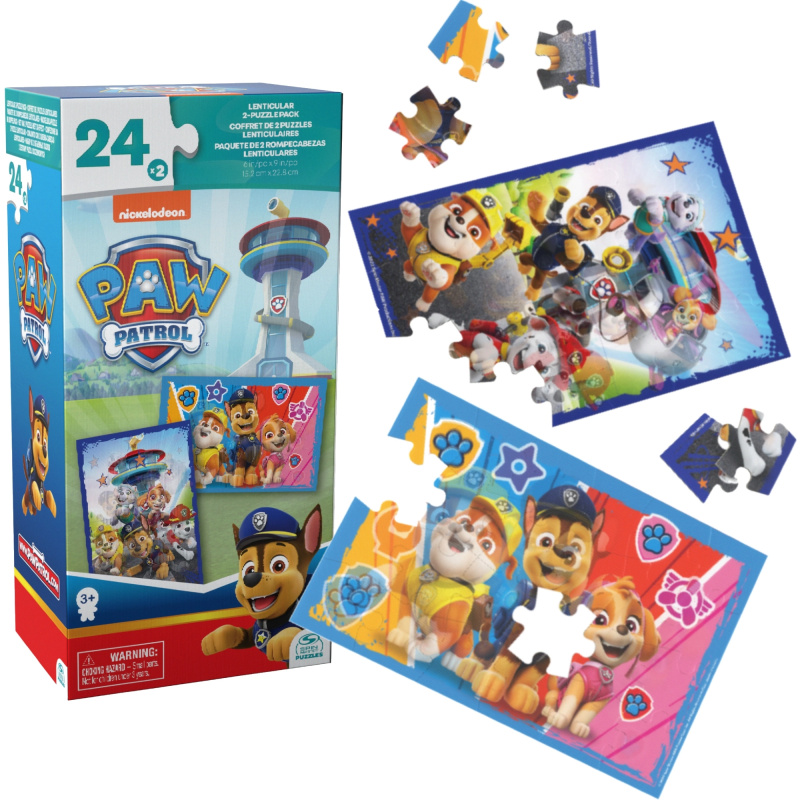 Puzzle PAW PATROL 3D lentikulární – sada 2 obrázků, 24 dílků