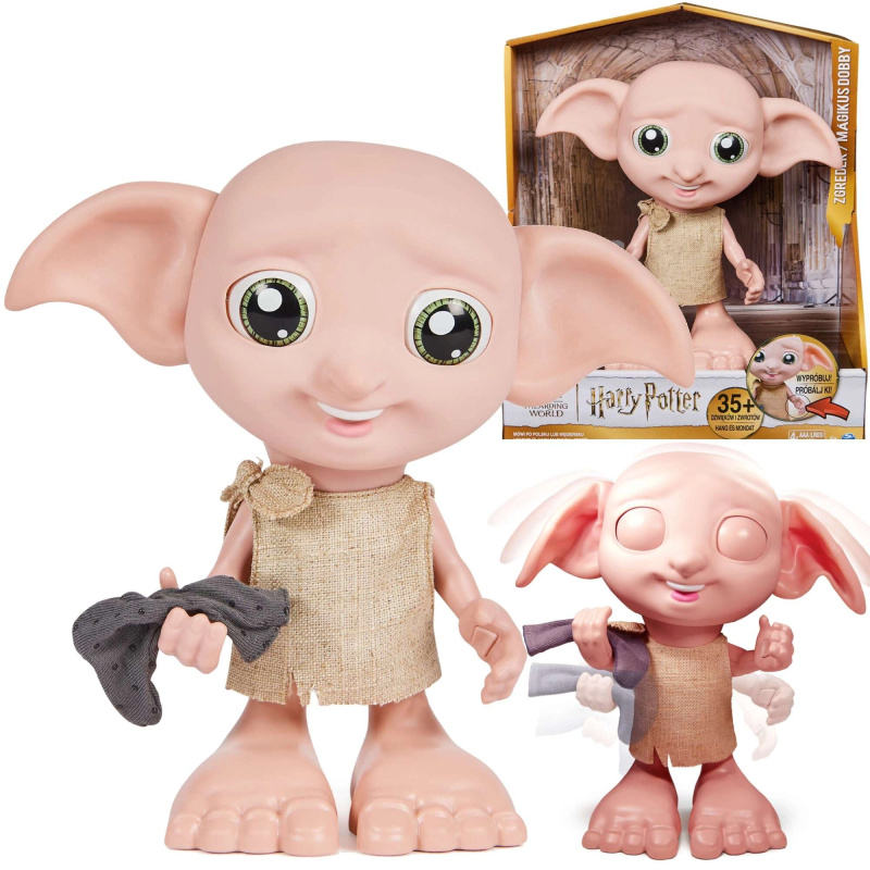 Interaktivní figurka DOBBY z HARRY POTTER – mluvící skřítek, 22 cm, 35 zvuků