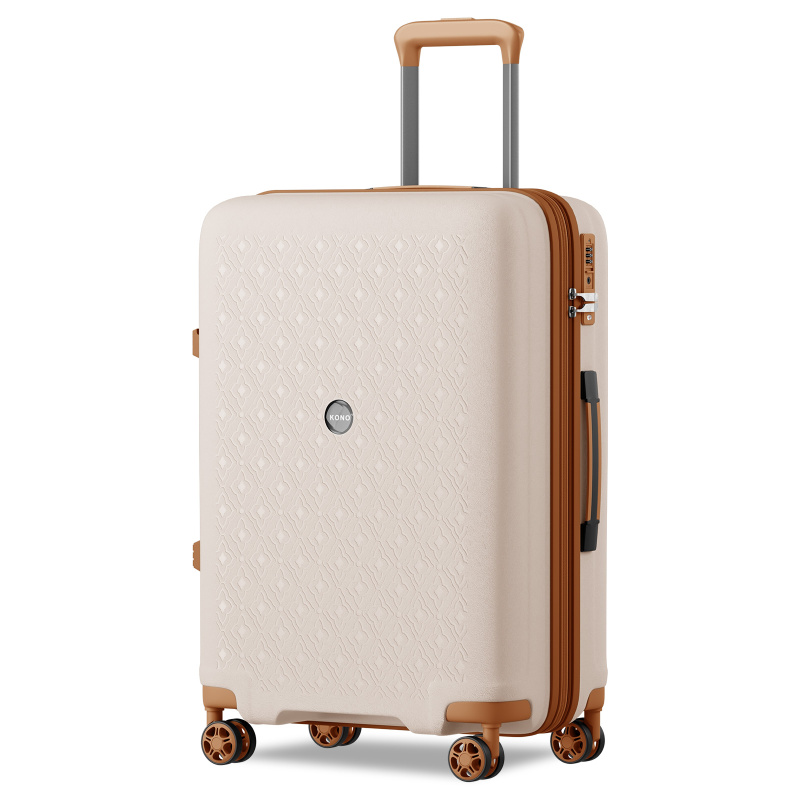 Kono 2594 Kufr spinner 76cm Béžová/Hnědá Polypropylen Rozšiřitelný