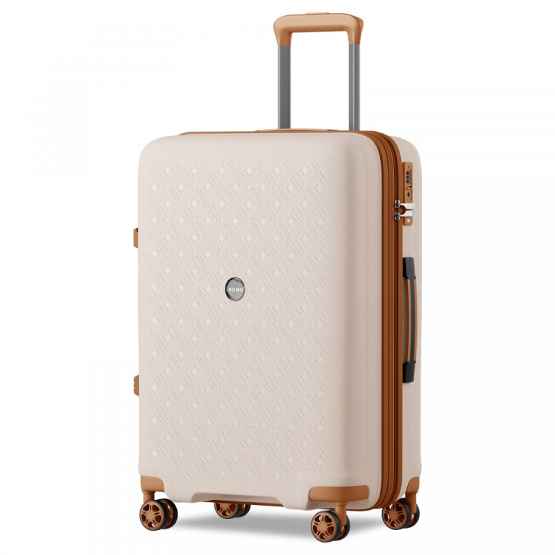 Kono 2594 Kufr spinner 76cm Béžová/Hnědá Polypropylen Rozšiřitelný