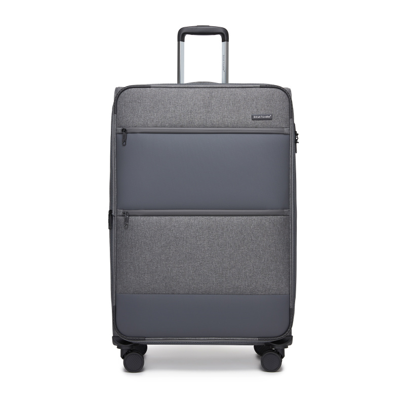 Textilní rozšířitelný kufr British Traveller 128 L - šedý