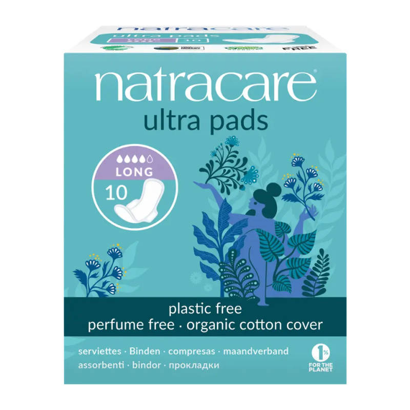 Natracare Hygienické vložky Ultra long s křidélky 10 ks