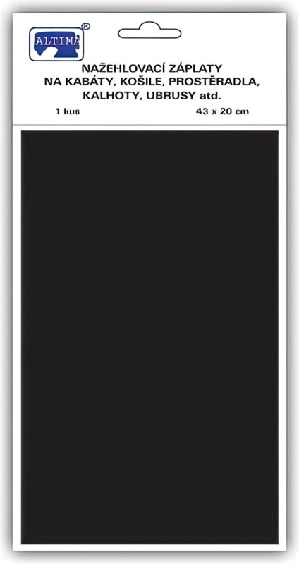 Altima Klasická nažehlovací záplata, textilní bavlněná s nánosem polyetylenu 731-99, černá, 43x20cm