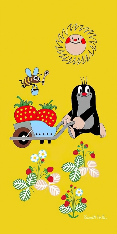 Matějovský Dětská plážová osuška KRTEK ZAHRADNÍKEM (Krteček), žlutá, froté, 70x150cm