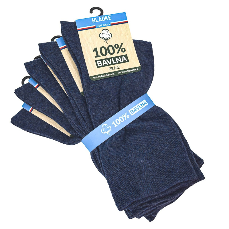 RS Ponožky zdravotní 91009, riflově modré, klasické, bez gumiček, unisex, 5 párů, vel. 39-42