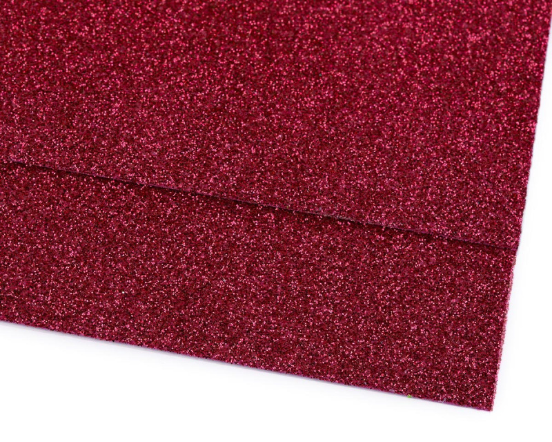 Pěnová guma Moosgummi 20x30cm, 750861 jednobarevná 20 růžová malinová, tloušťka 1,9mm, s glitry