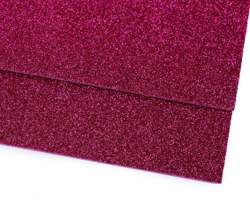 Pěnová guma Moosgummi 20x30cm, 750861 jednobarevná 21 růžová tmavá, tloušťka 1,9mm, s glitry