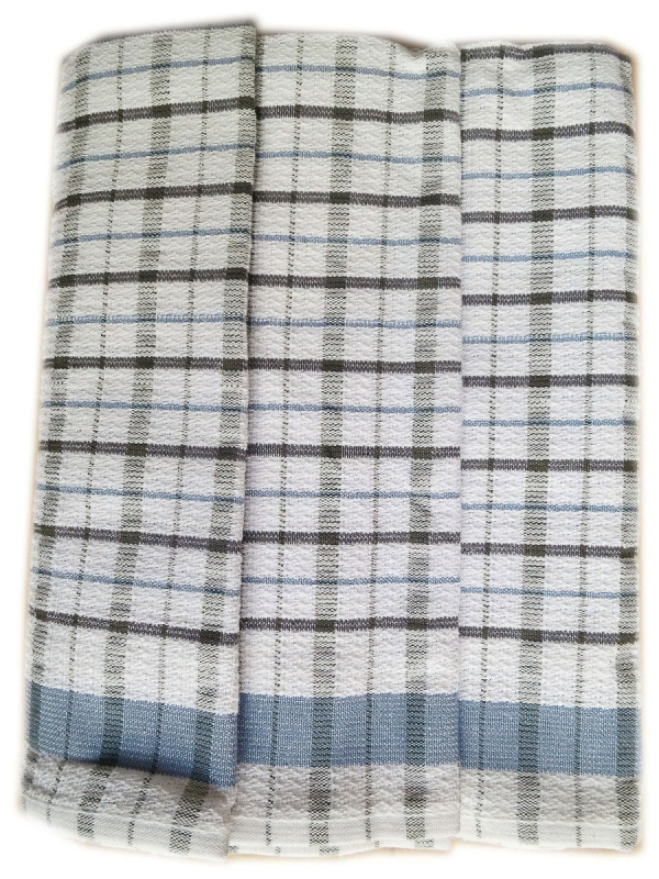 Polášek kuchyňské utěrky EGYPTSKÁ BAVLNA 38, modré káro/proužky, 3 kusy, 50x70cm