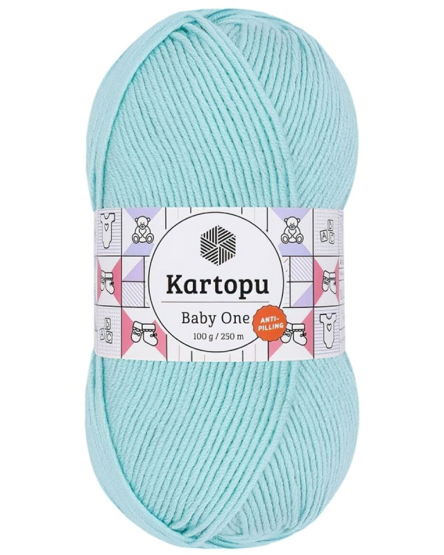 Pletací / háčkovací příze Kartopu BABY ONE K578 mentolová, jednobarevná, antipillingová, 100g/250m