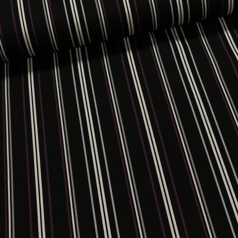 Potahové akrylové plátno (dralon, teflon) na zahradní nábytek, černo-fialový pruh, š.140cm (látka v metráži)