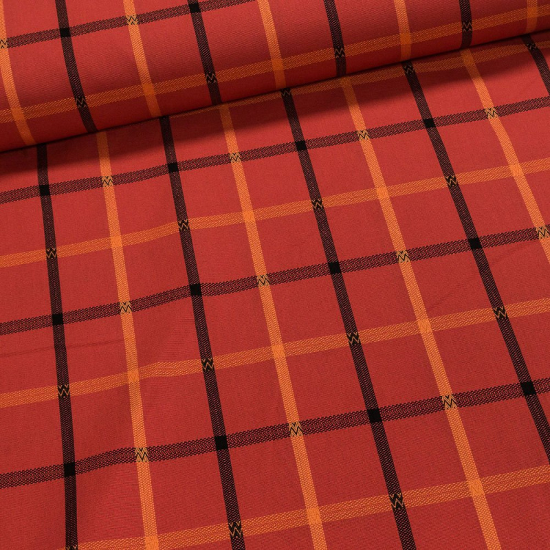 Potahové akrylové plátno (dralon, teflon) na zahradní nábytek, červené káro, š.140cm (látka v metráži)