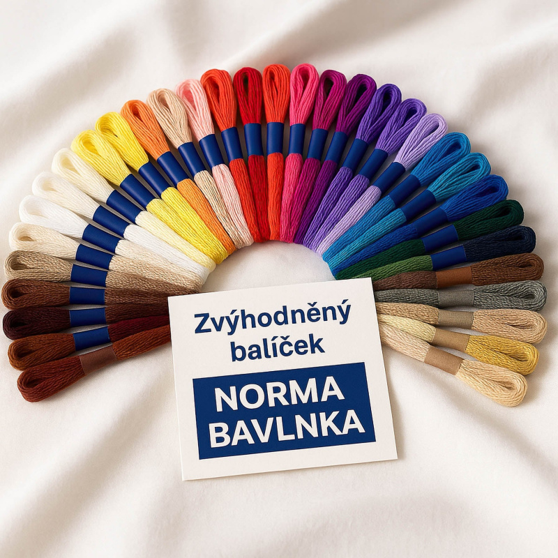 Niťárna Zvýhodněný balíček vyšívacích přízí NORMA / BAVLNKA Základní barvy  40 kusů / 1 balení