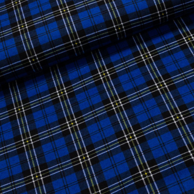Flanel bavlněný A-2 modré káro, š.150cm (látka v metráži)