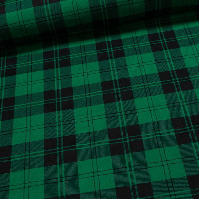 Flanel bavlněný S-02  zelené káro, š.150cm (látka v metráži)