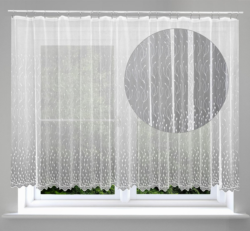 Forbyt Tylová záclona LUKA 908559, vyšívané ornamenty, s bordurou, bílá výška 230cm ( v metráži)