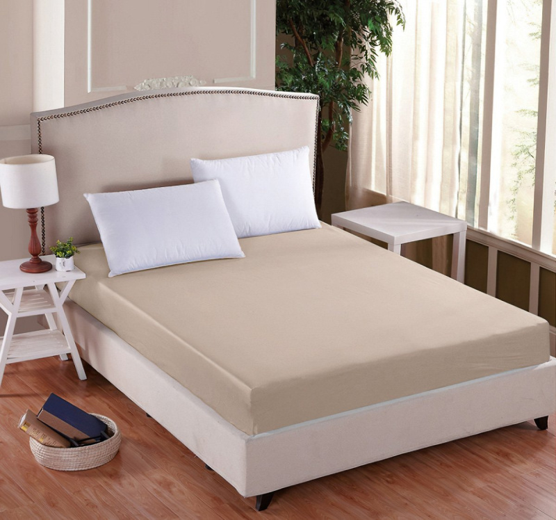 Entuzia Luxusní napínací mako-jersey prostěradlo s lycrou DELUXE 200x220cm / 30cm elastické, latté / béžové